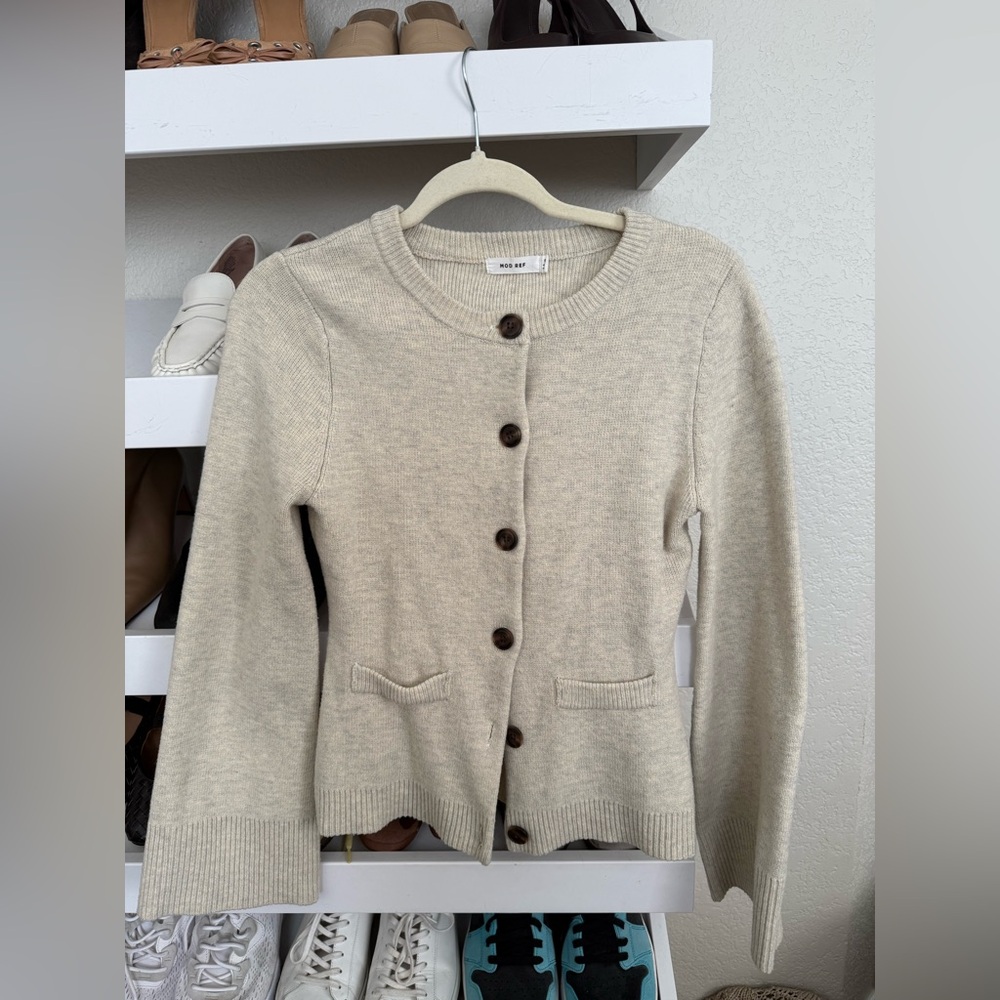 Madewell Beige Button-Up Cardigan